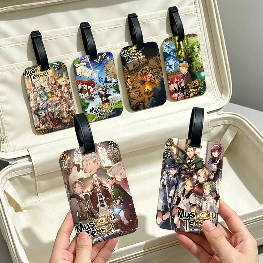 Mushoku Tensei Classic Movie Waterproof PVC Baggage Tag With Info Card Anti lost Identification Tag For Luggage School Backpack