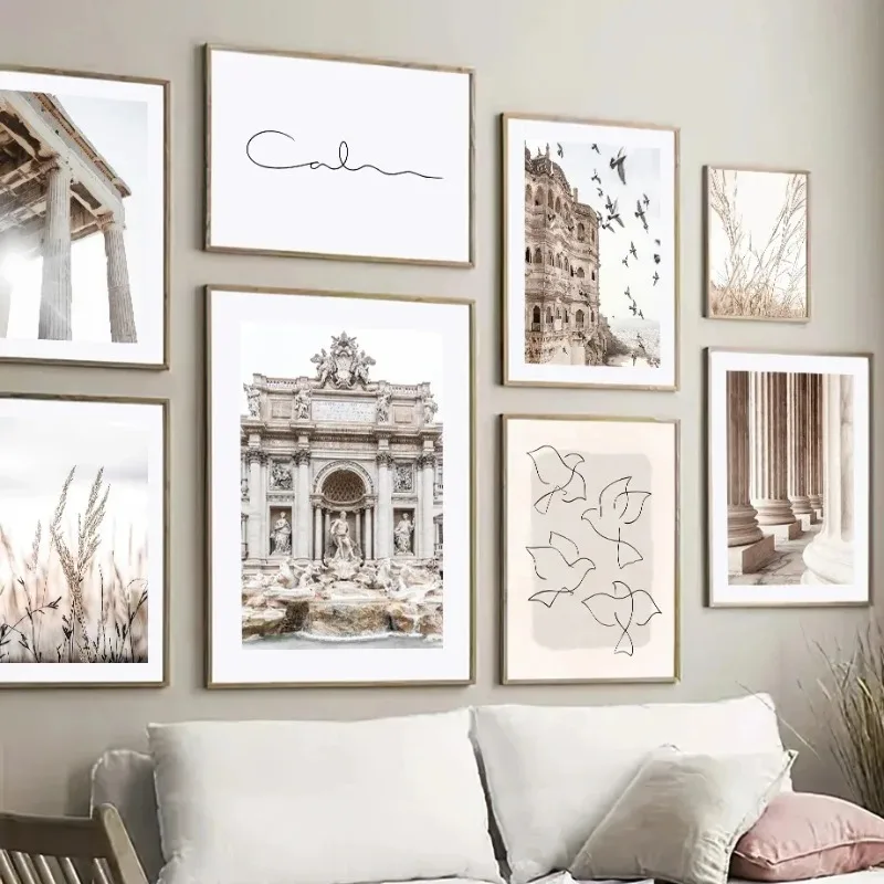 الرسم على لوحات القماش الجدارية القصر الروماني زهر زهرة حمامة مجردة الشمال الملصقات والمطبوعات صور لغرفة المعيشة ديكور