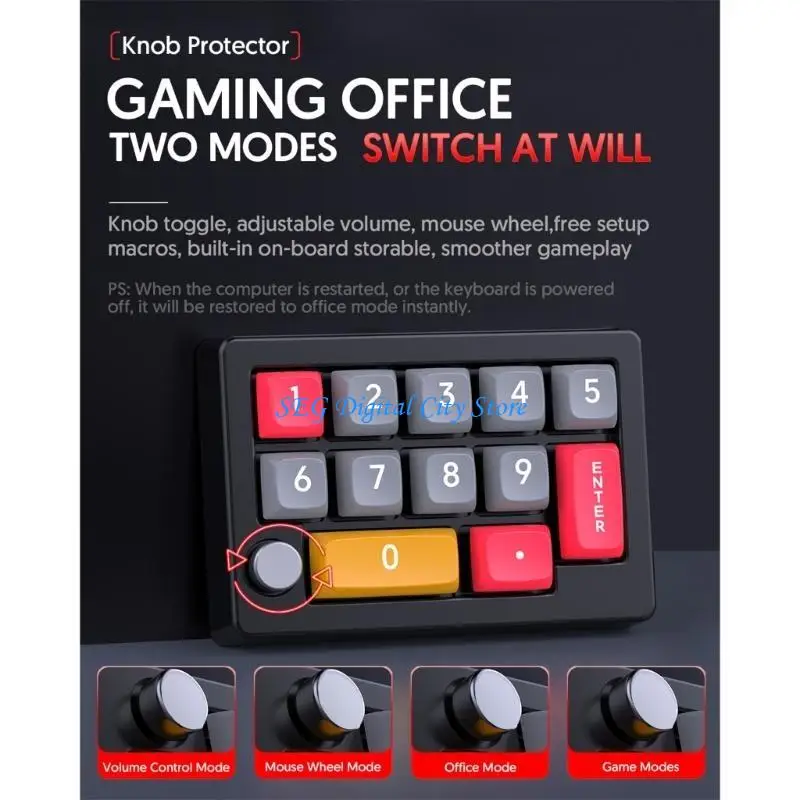 

U75B Programmable Numeric Keypad with Knob Macro Programming for Gaming/Working