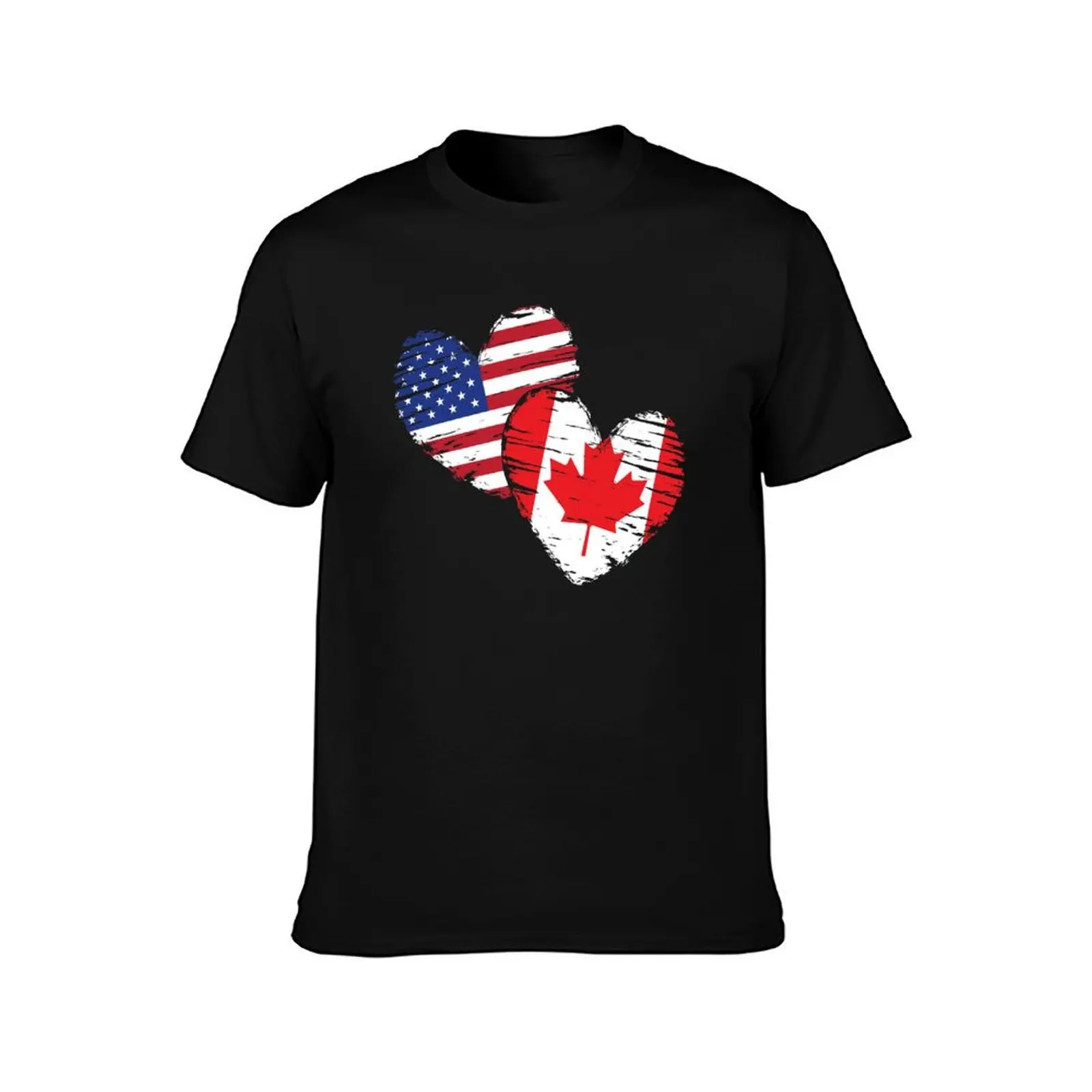 Canadian USA Hearts Canada T-Shirt anime tshirt anime t shirts oversize t shirt man cotton T-Shirt