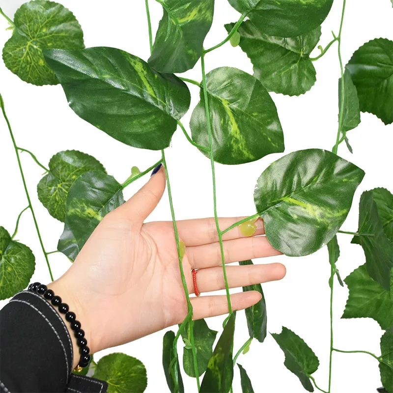 2.3m Silk Leaves Fake Creeper Green Leaf Ivy Vine 1/2/3m LED String Lights Decor For Wedding Party Hanging Garland Home Garden