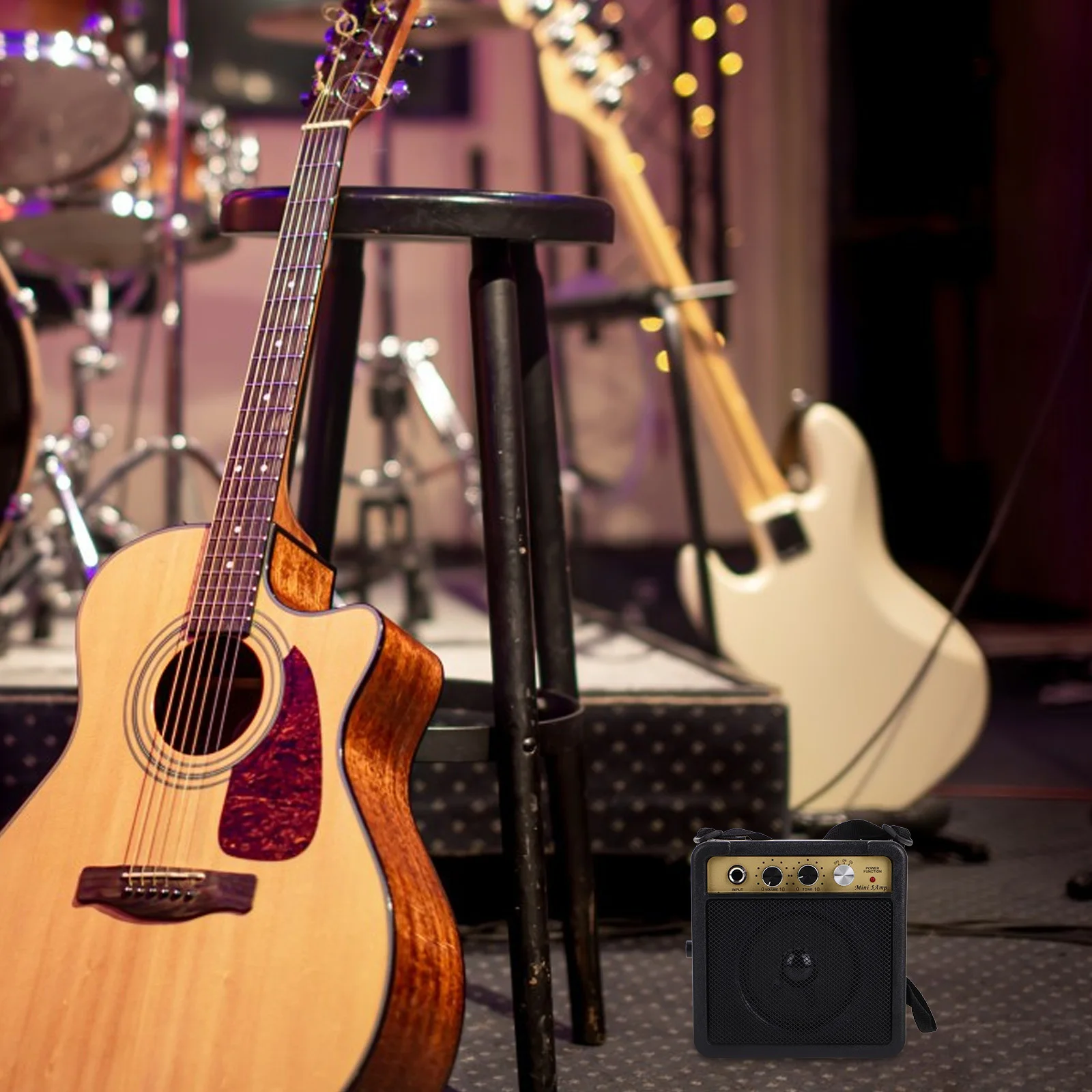 

1Set Electric Guitar Mini Amplifier Compact Portable Speaker High Fidelity Sound Practice Amp Small Bass Guitar Amp