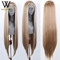 Websterwigs Synthetic Lace Front Honey Blonde Wig For Women With Baby Hair Heat Resistant Fiber Hair Lace Frontal Wigs