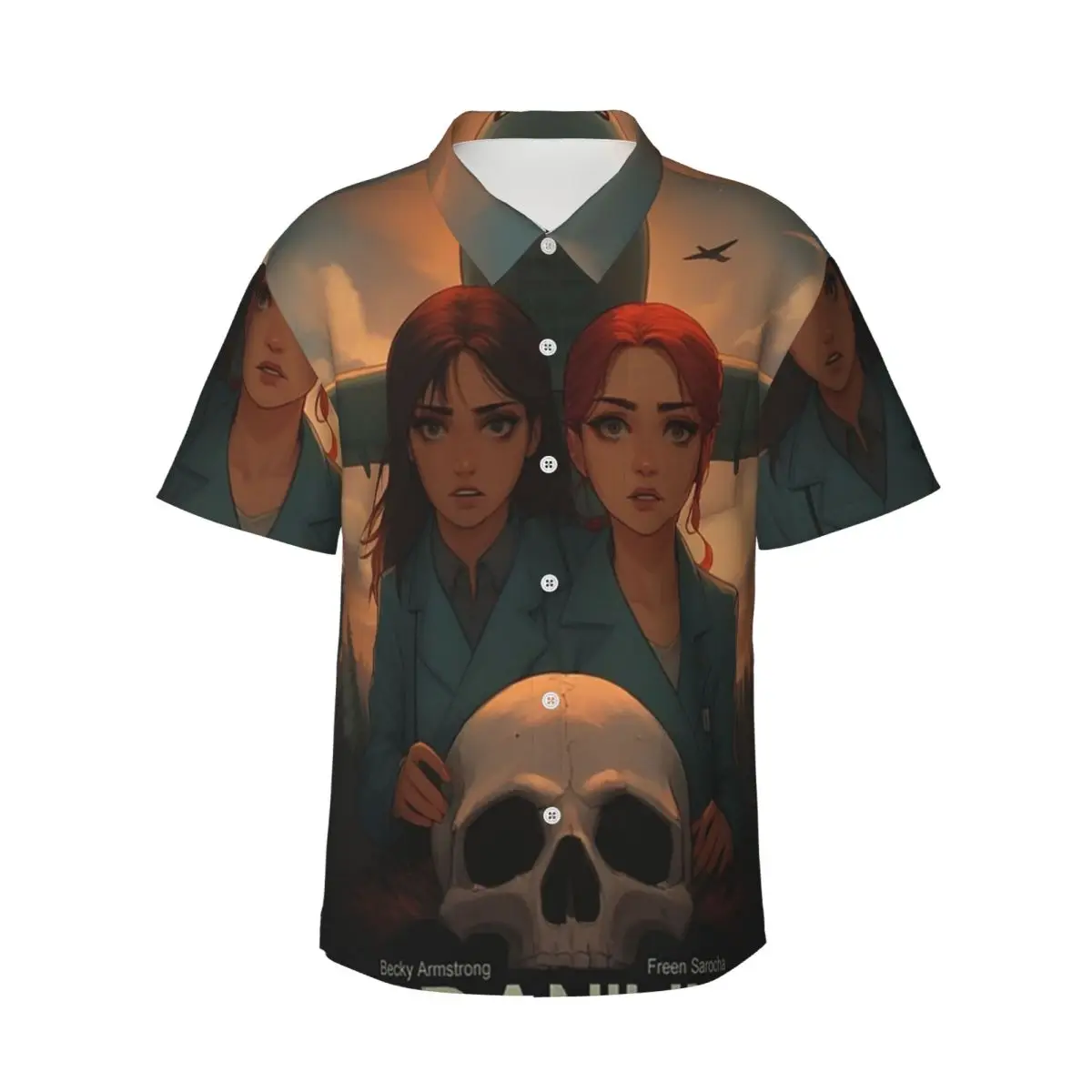 Cranium Freenbecky Poster Men's Shirts Hawaiian Short Sleeve Shirt Casual Lapel Tops for Summer Beach