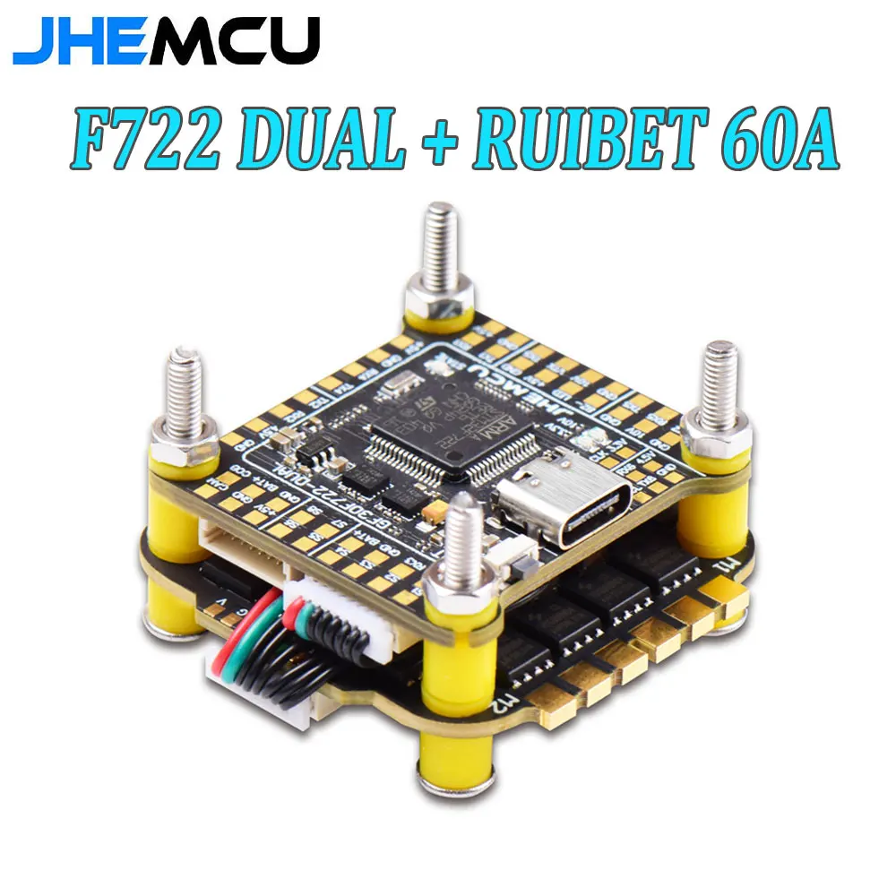 

JHEMCU F7 Stack F722 двойной контроллер полета с RuiBet 60A ESC 3-6S 30,5*30,5 мм для RC FPV Freestyle Drone