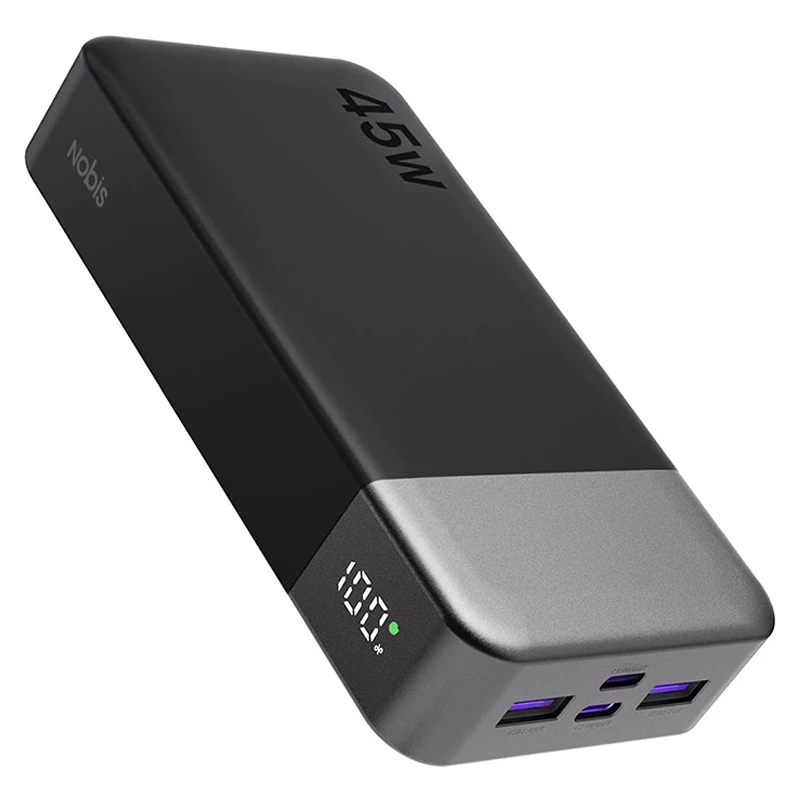 NOBIS Power Bank, Powerbank 20000mAh, 45W External Mobile Phone Batteries, Quick Charging External Battery with C to C Cable, Portable Charger with Digital Display for Phone Android Laptop etc