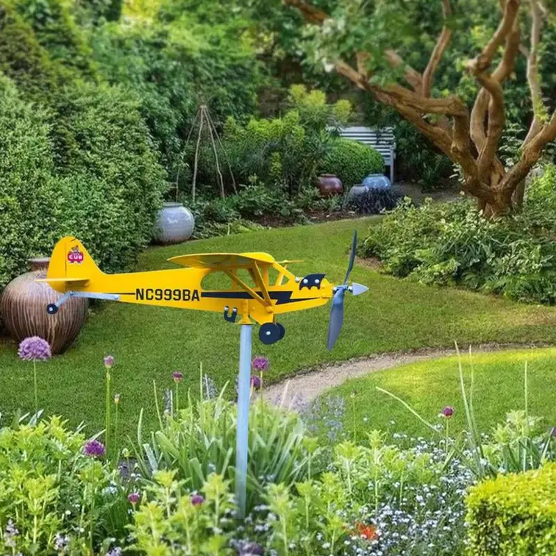 

Outdoor Wind Spinner Airplane Pinwheel For Lawn Metal Wind Spinner Weathervane Yard Art For Patio Porch Garden Outdoor Roof