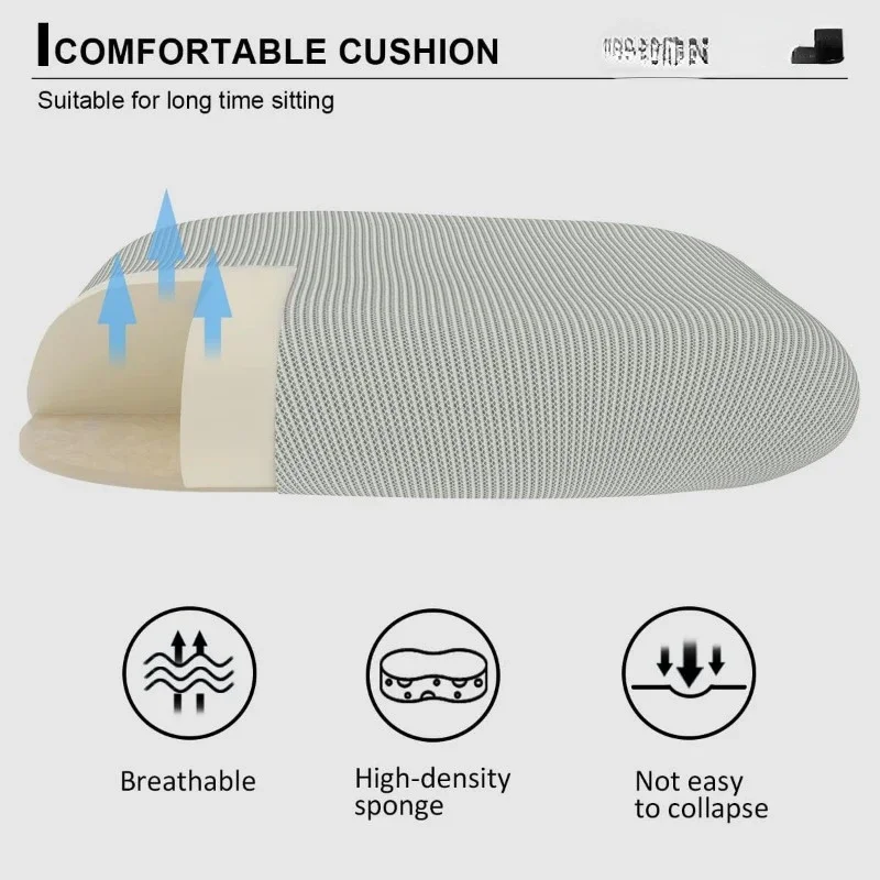 Sytas 홈 오피스 의자 인체공학적, 메쉬 책상 의자 요추 지지대, 인체공학적 컴퓨터 의자 조절 가능한 팔걸이(회색)