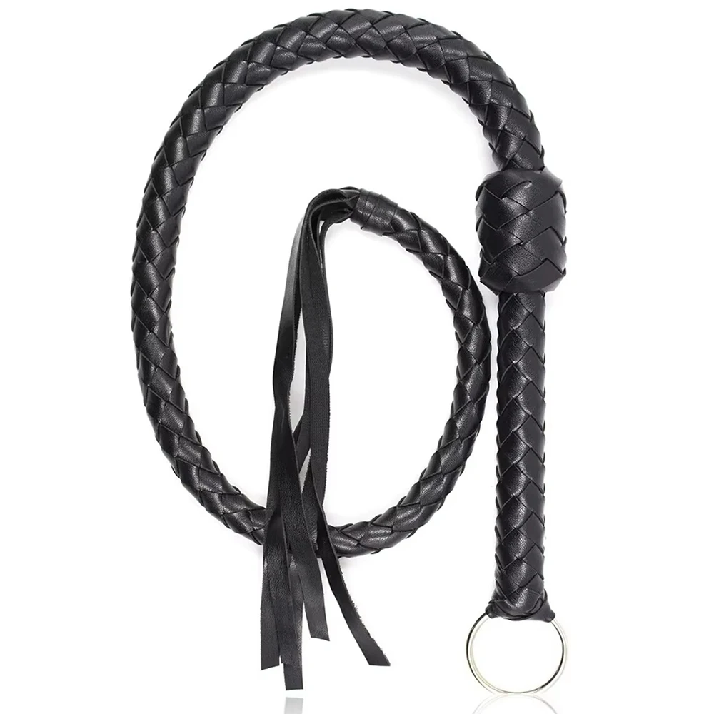 116 سنتيمتر الحصان سوط بولي Leather الجلود المنسوجة يدويا مقبض الجلود سوط قوة الفروسية السياط التدريس التدريب أداة ركوب المحاصيل