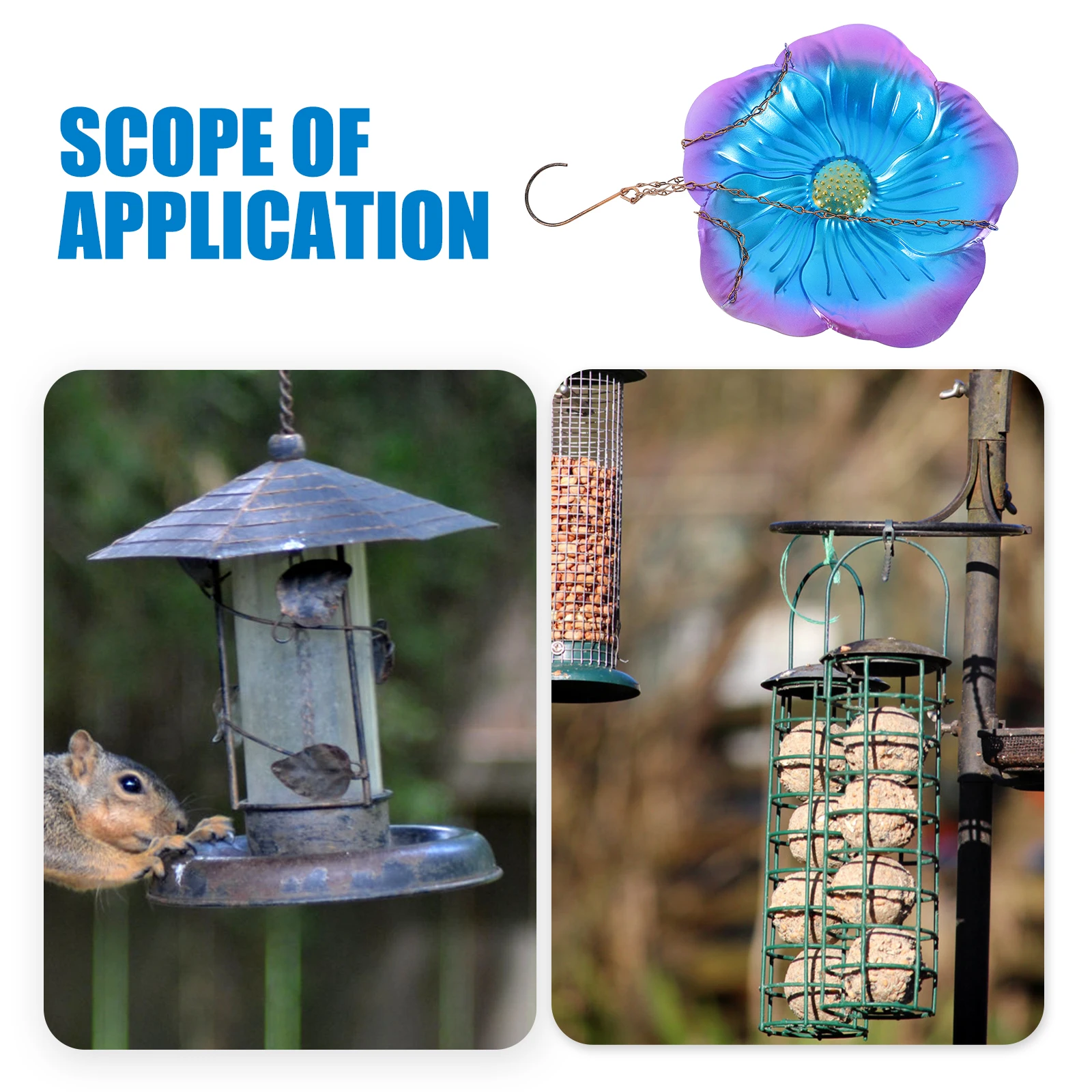 

Hanging Bird Iron Tray Outdoor Garden Porch Window Clean Golden Brown Flowers Pet Balcony Bird Feeder Supplies