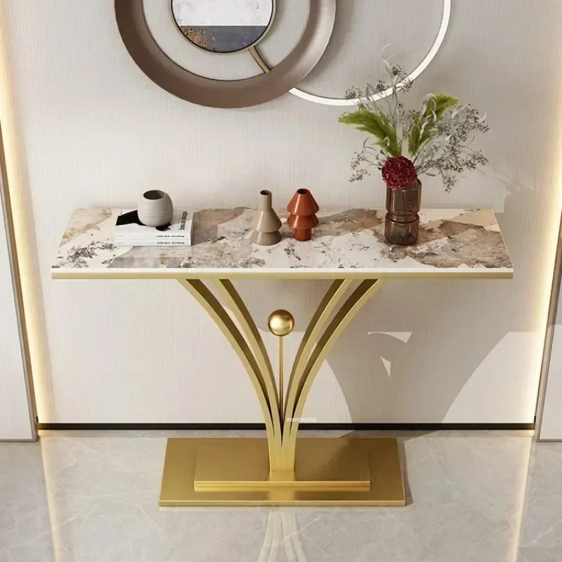 Luxury Marble Ultra-narrow Console Tables Hallway Side Table Corridor Slate Entrance Table Hotel Home Furniture End View Desk y