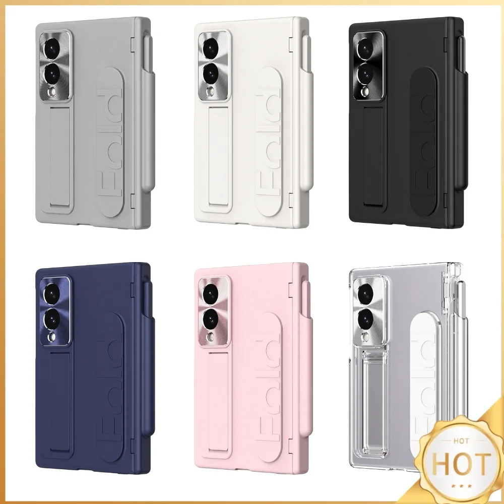 for Galaxy Z Fold 8 5G 2026 Phone Case with Pen Holder Silicone Wrist Strap Case Protection PC Cover for Z Fold 8 Clear