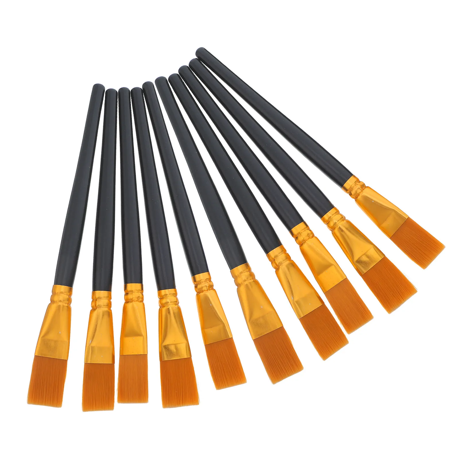 

10Pcs Flat Nylon Paintbrush Set for Drawing Brushes Wooden Handle Soft Bristles Face Body Paint Art Craft