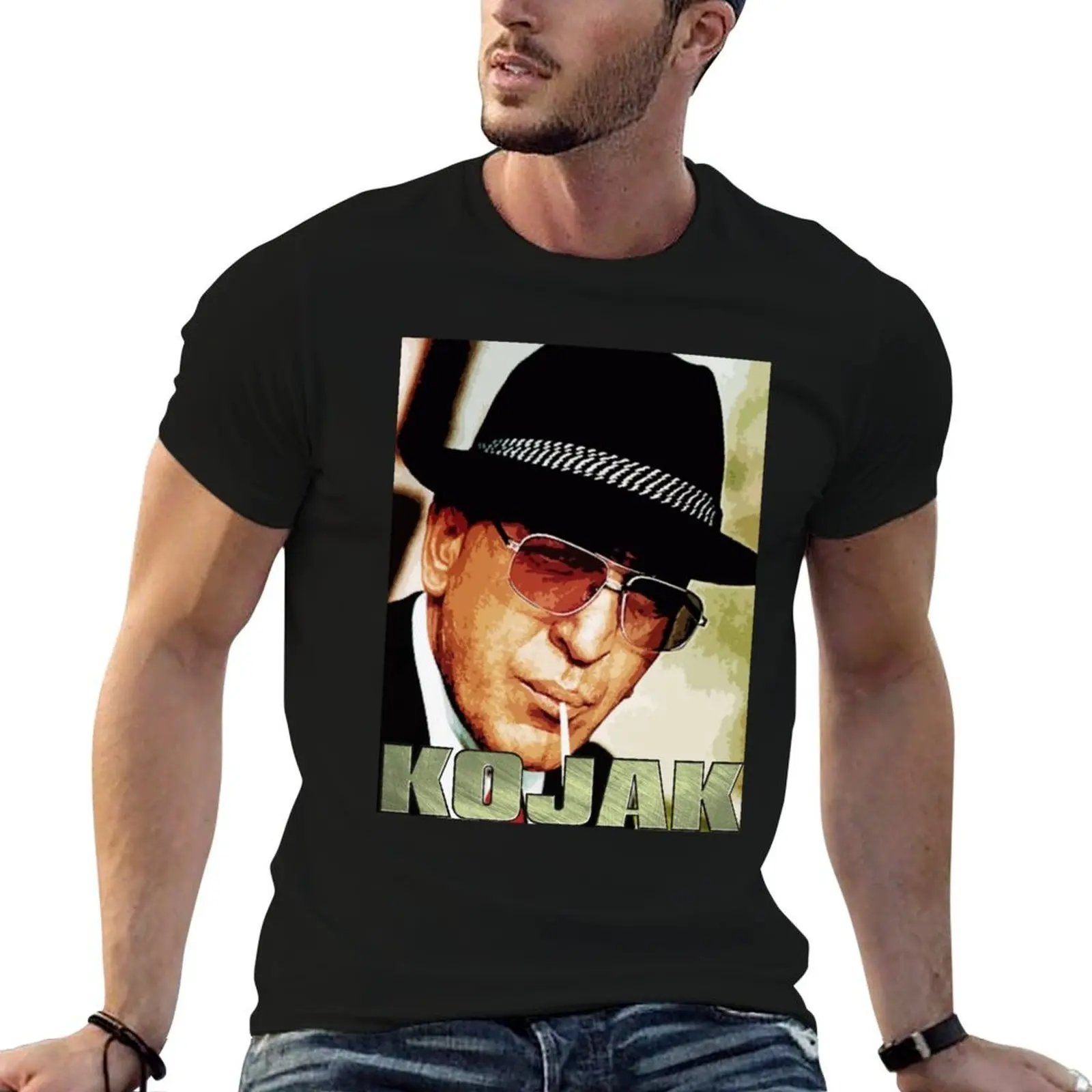Kojak T-Shirt noir coton t-shirt uni pour homme paquet coton t-shirts haute qualité T-Shirt