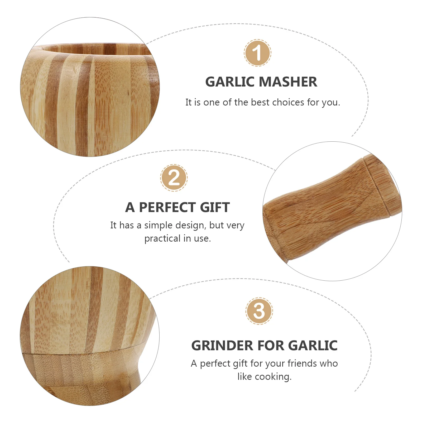 

1Pcs Yellow Bamboo Garlic Masher Manual Grinder for Dried Fresh Garlic Spices Pills Non-Retain Flavor Easy Wash Long-Lasting