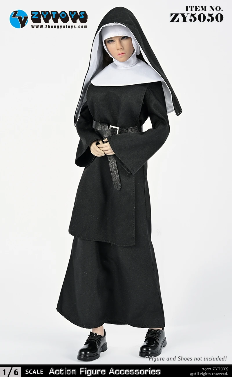 Zytoys Zy5050 1/6 Women Soldier Nun Long Robes Headscarf  Religious Pious Church Vintage Clothing For 12