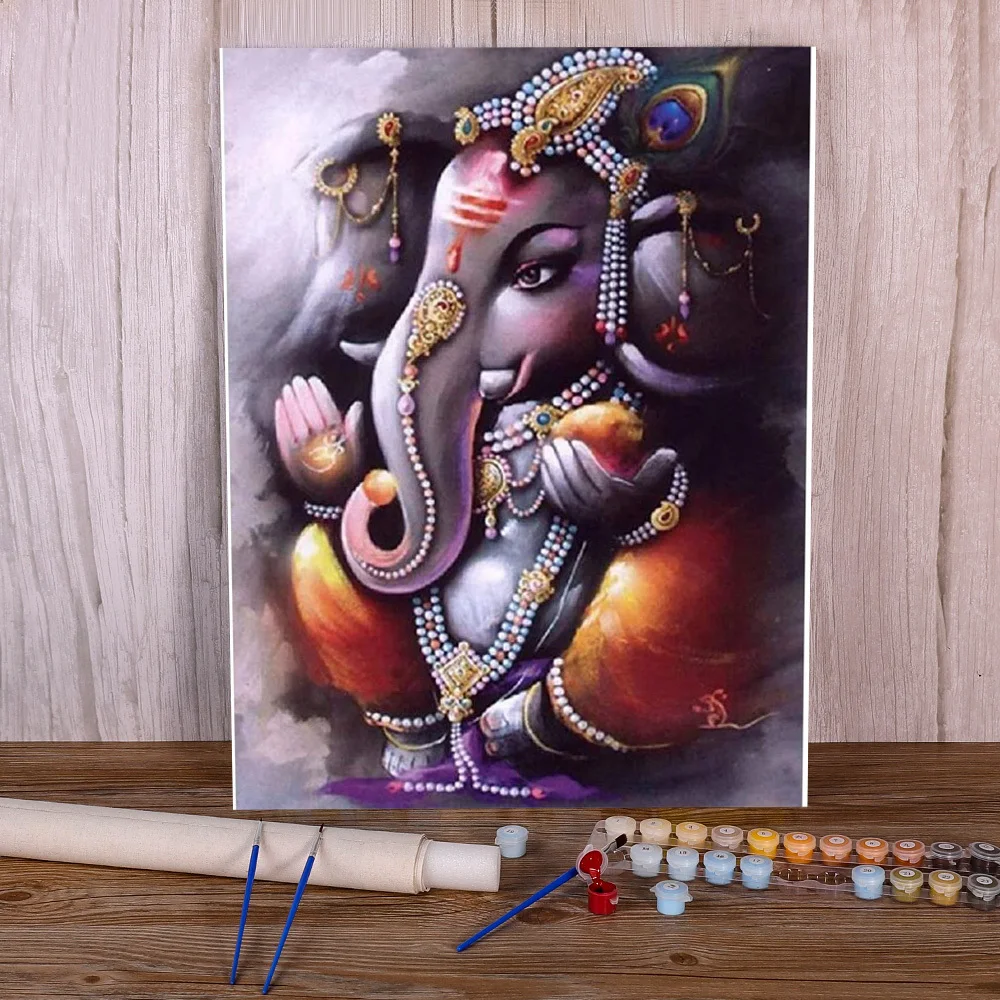 Region Ganesha DIY Painting By Numbers Complete Kit Oil Paints 50*70 Picture By Numbers Photo New Design Crafts       Drawing