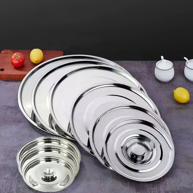 10-26cm Round Pot Lid Thicken Stainless Steel Saucepan Cover Replacement Universal Kitchen Food Lid Kitchen Supplies