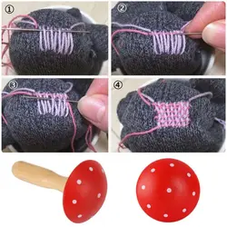 KX4B Wood Darning Mushroom Darner Patching Tool Socks Pants Clothes Sewing Repair Device