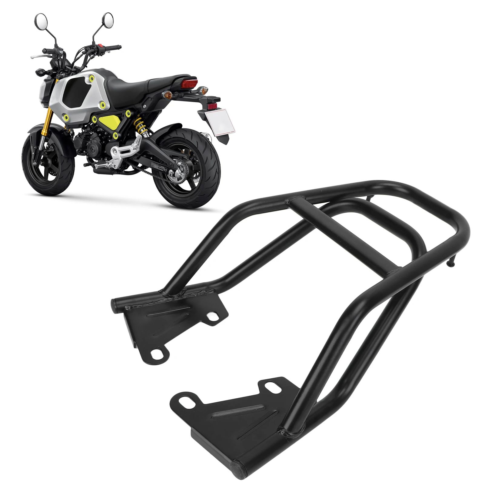 

Motorcycle Luggage Rack, Motorcycle Rear Handrail Rack Luggage Box Holder Iron Black Replacement for Grom MSX125 M3