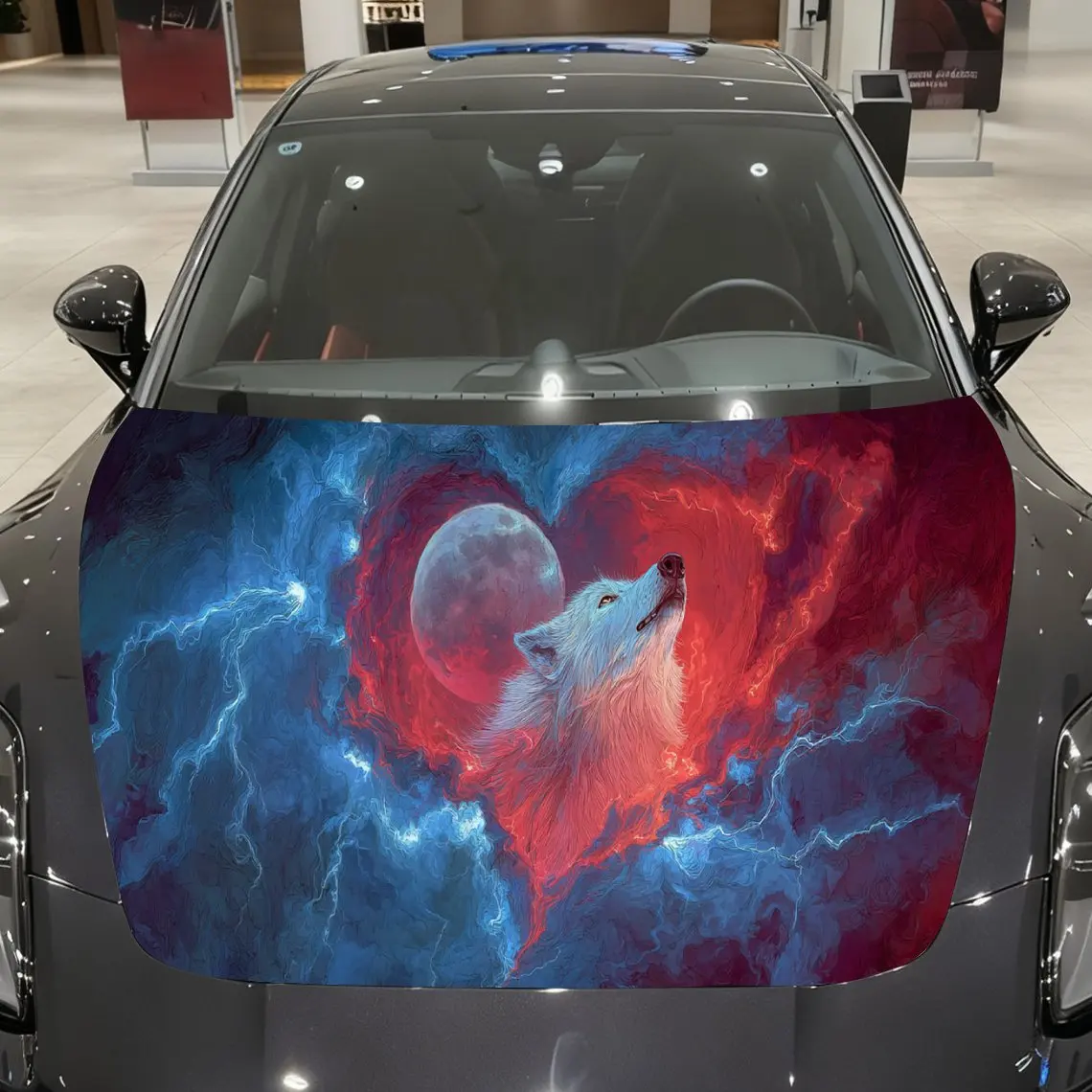 

Planet and Wolf - Lightning Auto Cover Sticker, Waterproof and Self-adhesive Auto Hood Decal, Auto Vinyl Wraps, Cool Car Exterio