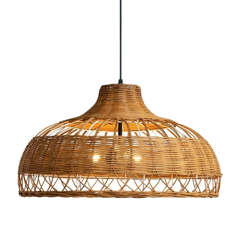 New Chinese handmade rattan chandelier, retro wabi-sabi wind personalized lamp in the living room