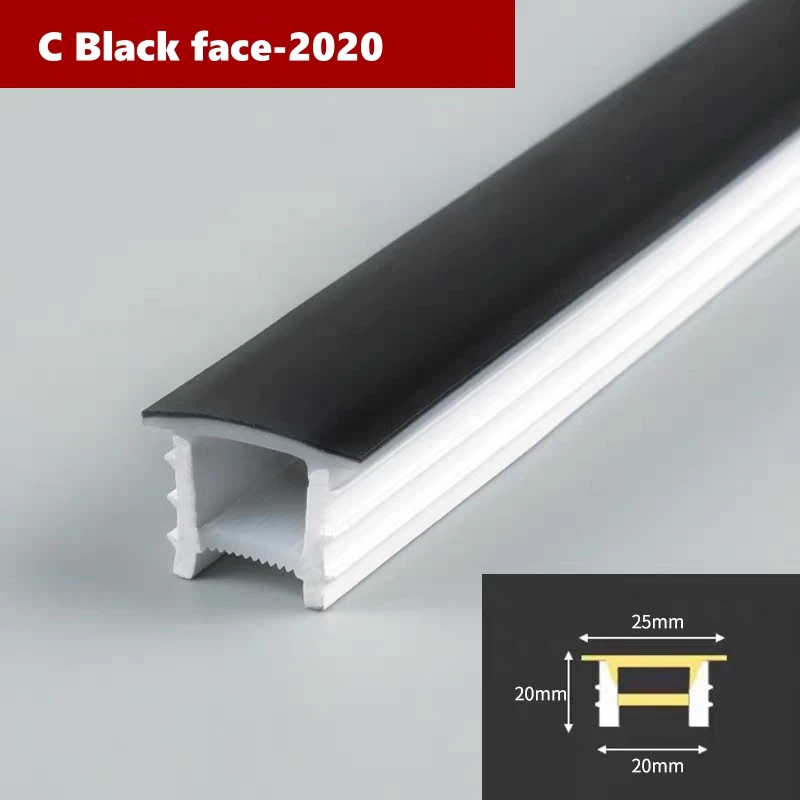 khelse Schwarze flexible LED-Silikon-Neonröhre, wasserdicht, Silikagel-Band, Seil, Licht, Wohnzimmer-Dekoration, lineare Lampe, 1616, 2020, 3020 7