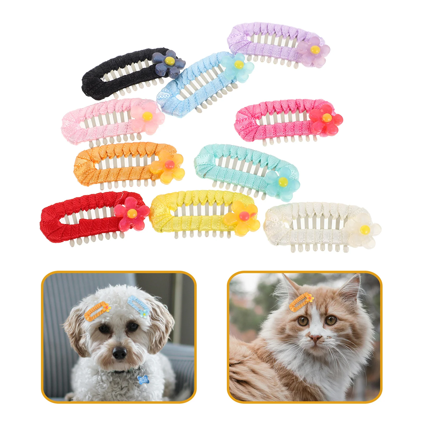 

10Pcs Dog Hair Barrettes Pet Hair Accessories Cute Puppy Cat Small Grooming Clips Hairstyling Hairpins for Photo Party