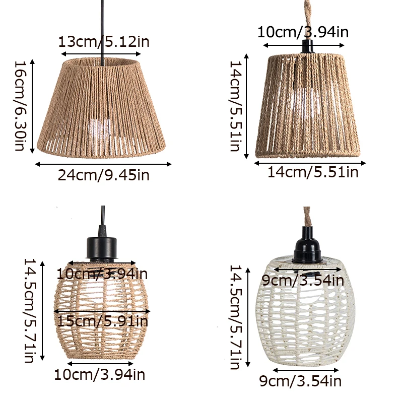 Woven Pendant Lamp Shade Boho Imitation Rattan Geometric Shade Chandelier Hanging Light Cover For Home Restaurant Living Room