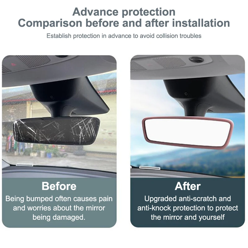Z. For Model 3 Y Highland Juniper 2019-2025 Silicone Rear View Mirror Protector Frame Center Console Rearview Cover