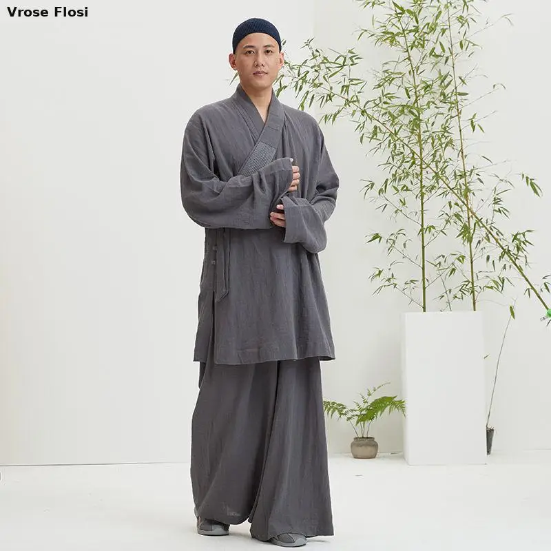 

2025 Breathable 100% Cotton Buddhist Monk Robe - Premium Kung Fu Yoga Uniform For Men & Women, Lightweight Martial Arts Clothing