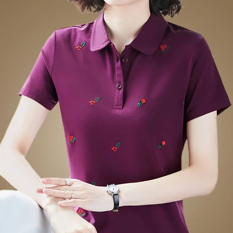 

Top Quality New Solid Color Women Polos Shirts 100% Cotton Short Sleeve Casual Polos Hommes Fashion Summer Lapel Male tops