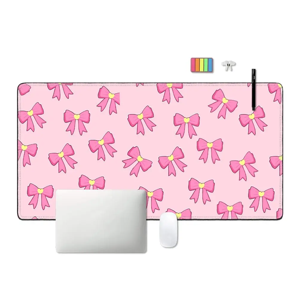 Pink Bow Cartoon Mousepad PC Gamer Cute Large Desk Mat Office Laptop Gaming Cabinet Mouse Pad Kawaii Keyboard Rug For Girl Gift