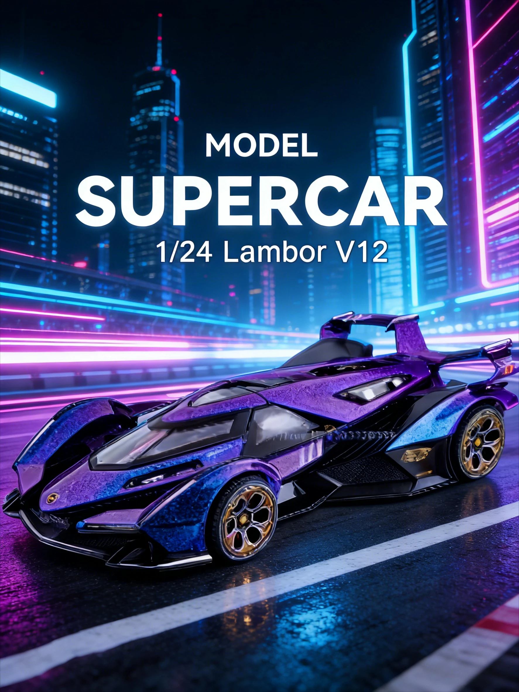 ✨   Mini carro esportivo em liga 1:24 |   Portas abertas + som-luz realista + zoom pull-back – Top presente infantil!