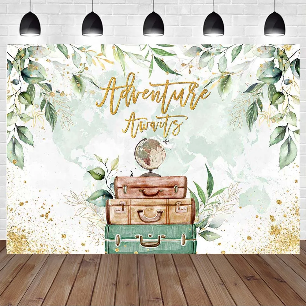 Mocsicka Adventure Awaits Newborn 1st Birthday Party Photo Background Boy Girls Baby Shower Backdrop Green Leaves Baptism Banner