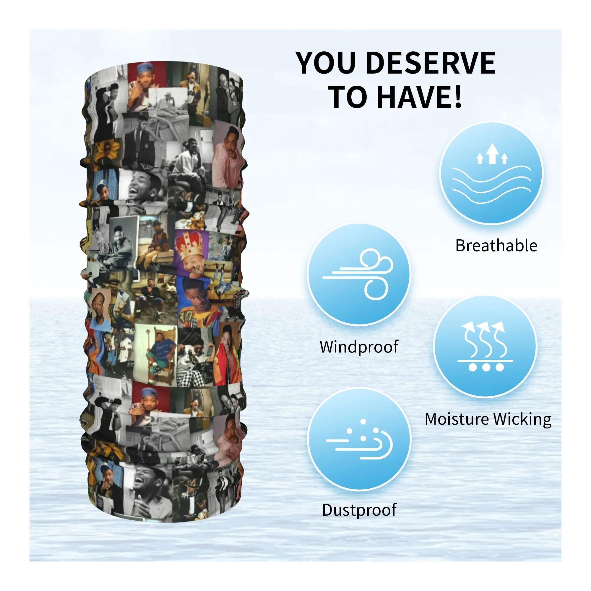 مخصص ويلز سميث الممثل الأمريكي مغني الراب باندانا الرقبة الجراب للمشي الدراجات الرجال النساء التفاف وشاح بالاكلافا أكثر دفئا #3