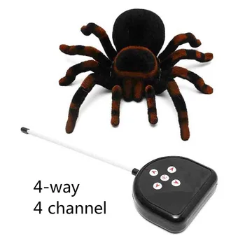 RC Spider Eye Shine Simulazione di Halloween Spaventoso Peluche Creepy Tarantula Telecomando Ingannevole Scarafaggio Scherzo Morbido Lucertola Giocattolo per Bambini