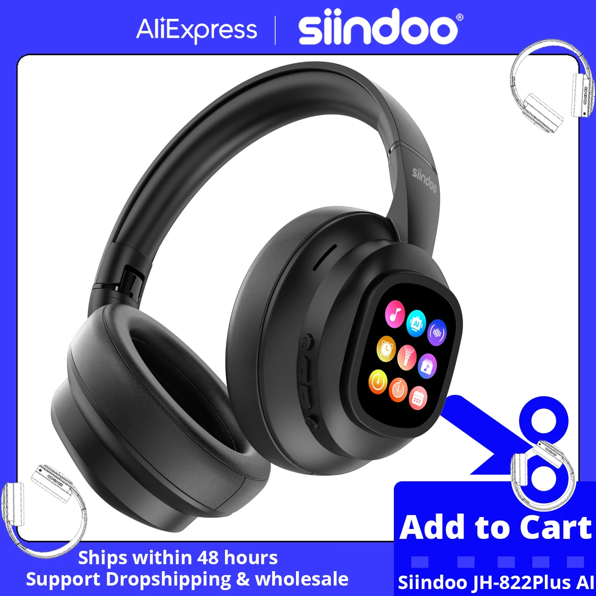 siindoo-jh-822plus-wireless-headphone-with-detachable-full-color-touch-screen-bt54-translation-function-ai-assistant-smart-chat