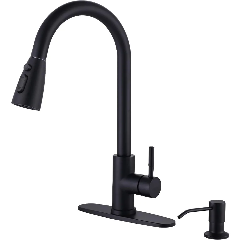 

Black Kitchen Faucet with Soap Dispenser, Stainless Steel Kitchen Sink Faucet, Kitchen Faucet Single Handle