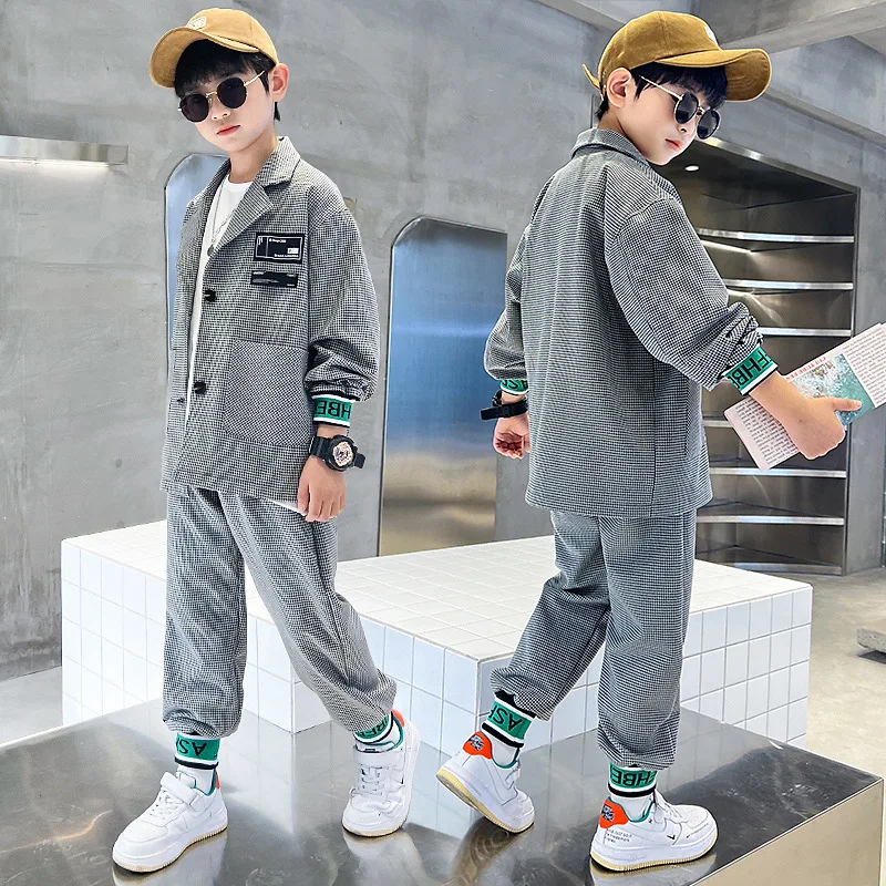 Boys Coat +Pants 2PCS/Set 2023 Vintage Warm Thicken Winter Autumn Suits Sports Outfits Plus Size Children Clothing