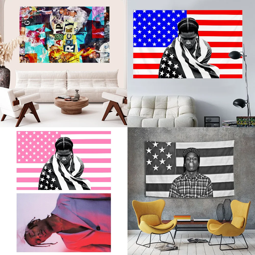 A$AP Rocky A-ASAP Tapestry Print Wall Tapestry Fabric Home Wall Rug Carpets Hanging Big Couch Blanket