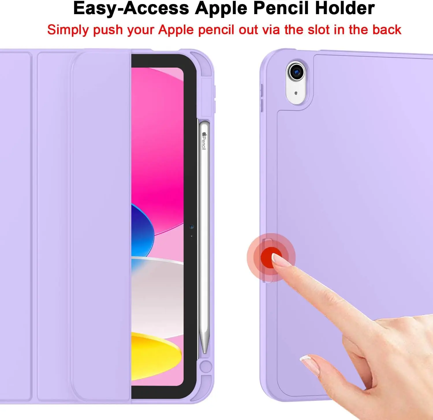 아이패드 (A16) 케이스/아이패드 10세대 케이스 [11인치 2025/10.9인치 2022] 펜슬 홀더 포함, 소프트 TPU 백 커버 스마트 커버