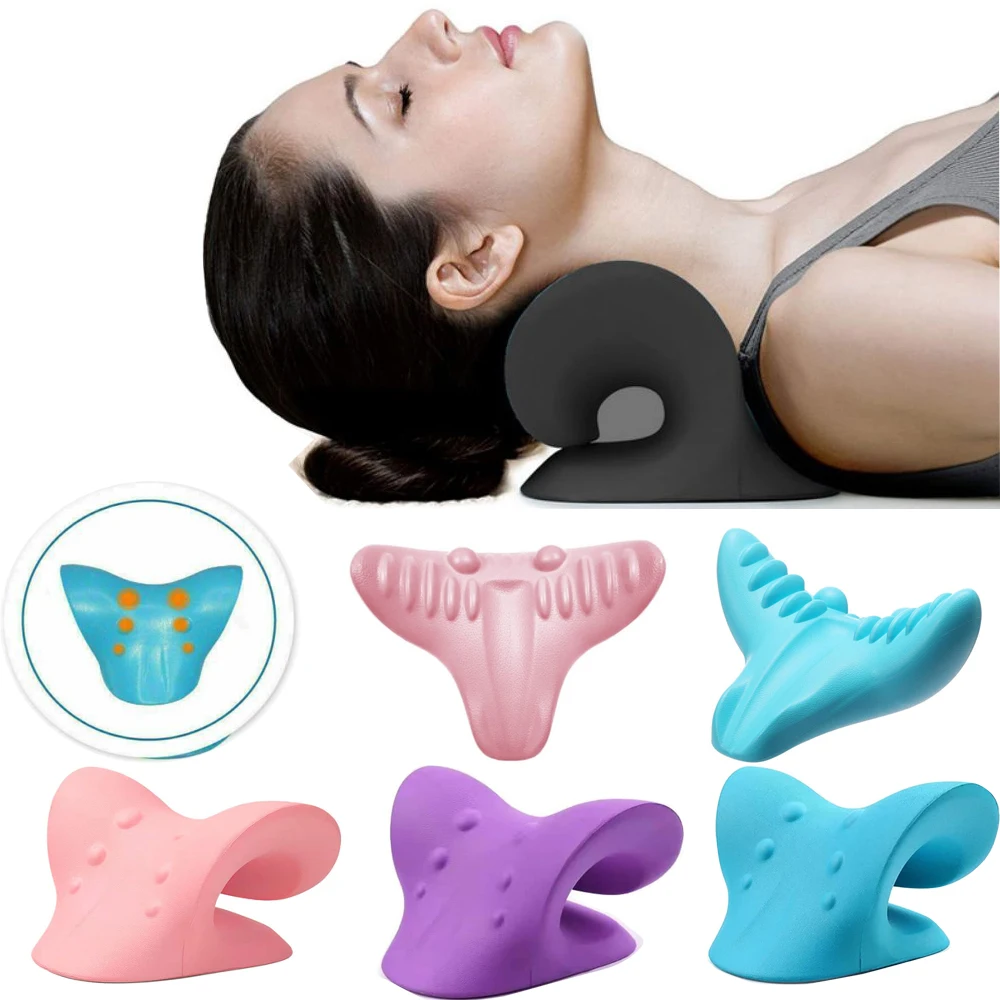 Neck Shoulder Relaxer Cervical Traction Device Pain Relief Cervical Spine Alignment Chiropractic Neck Stretcher Pillow Massage