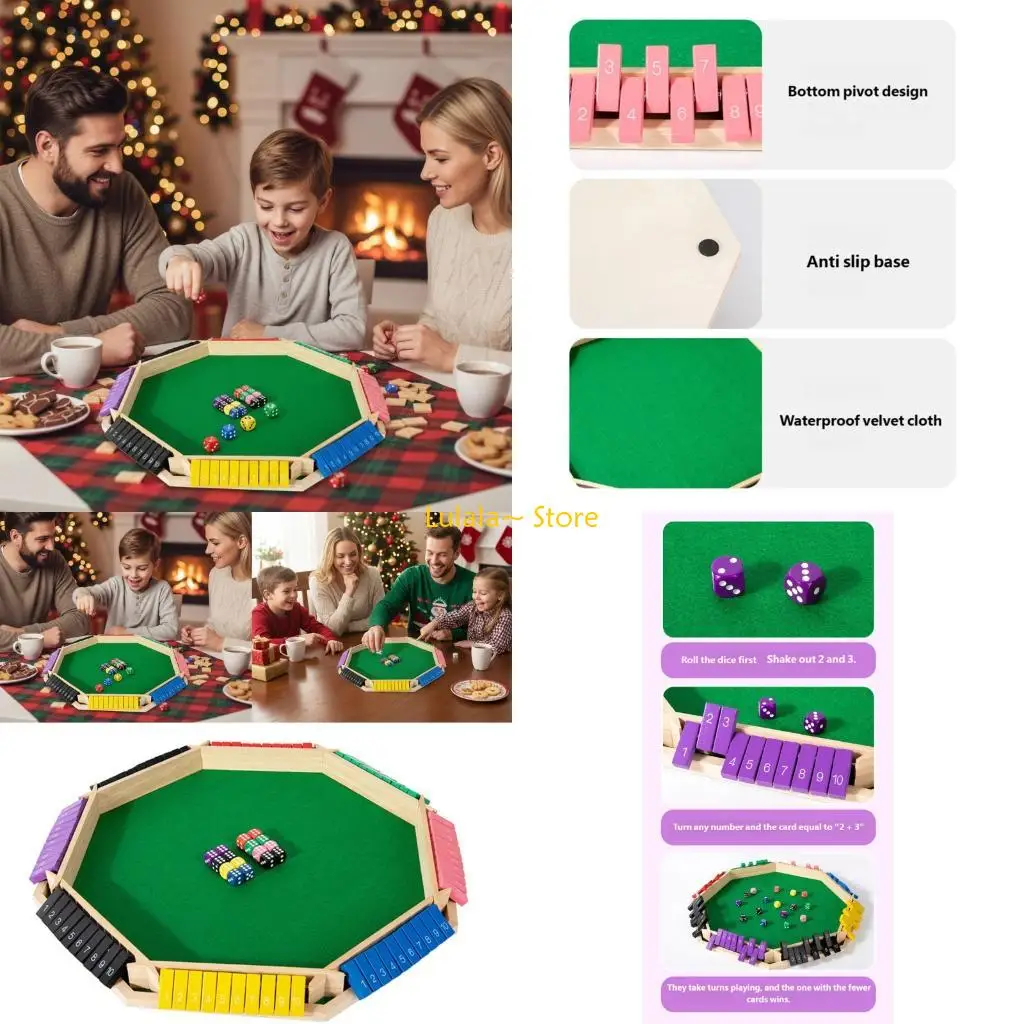 Y4QA Creative Role Play Props 8 Face Color Card with 16 Gaming Dices Set