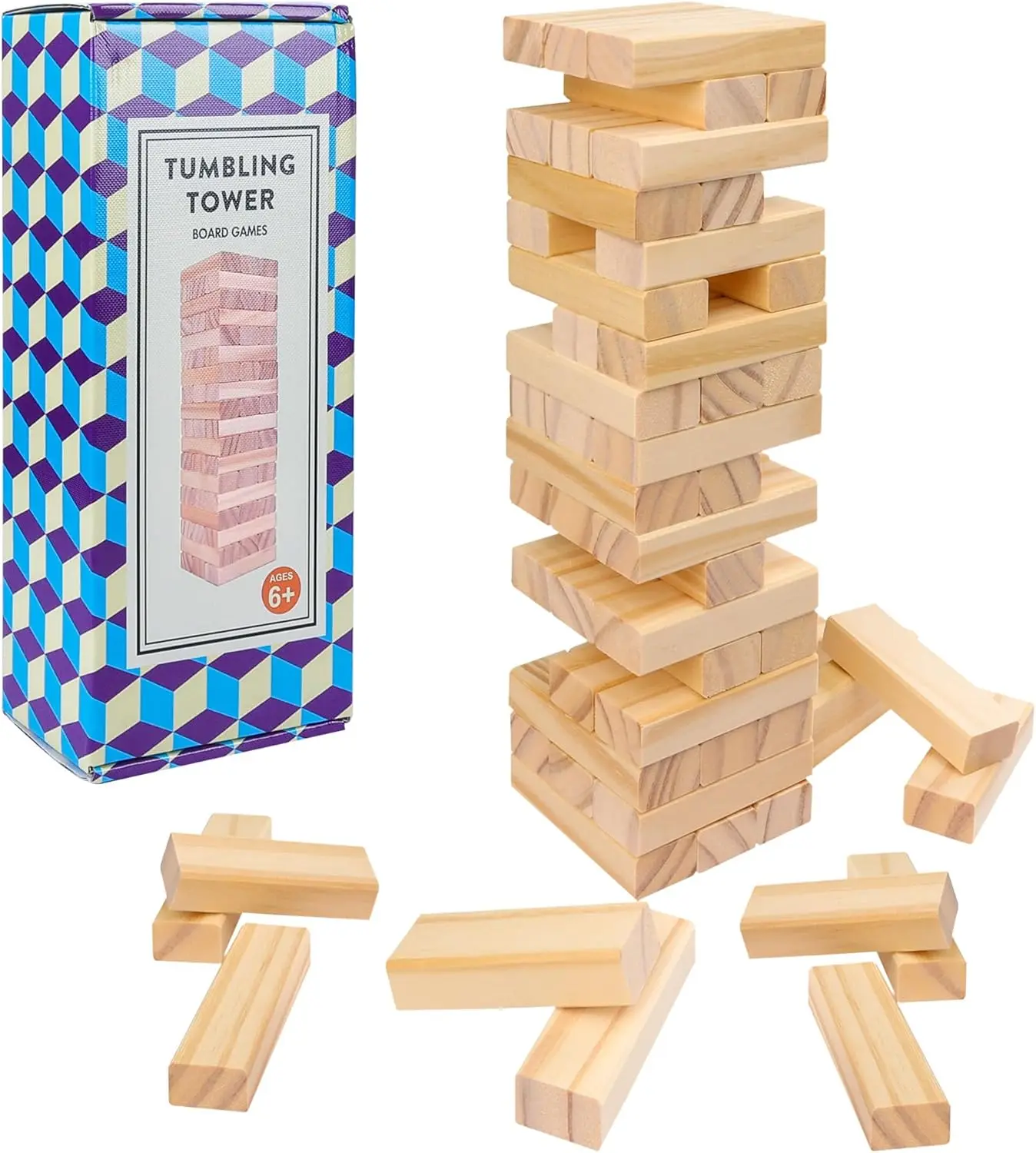 

Игры с деревянными блоками - 54 шт. Игра с акробатическими башнями для детей и взрослых, Семейные настольные игры, Игрушки Монтессори с Nat