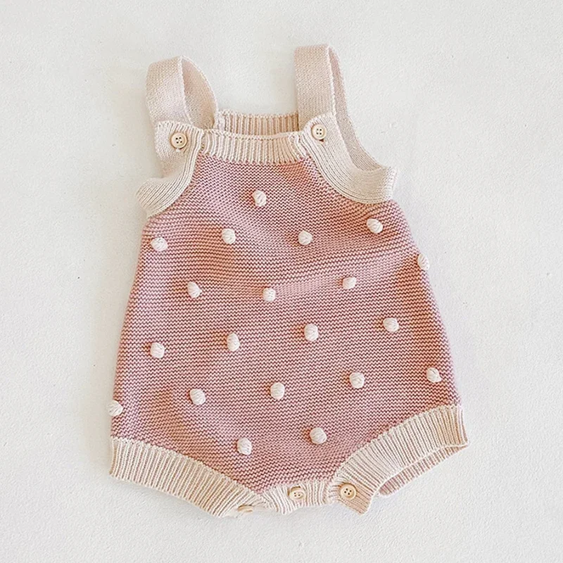 

Newborn Baby Girl Jumpsuit Sleeveless Knitted Infant Baby Girl Knitting Bodysuits Autumn Spring Baby Girl Knitting Clothing