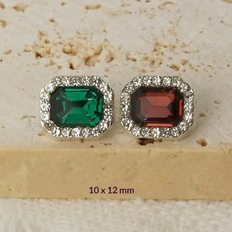 2 Stück quadratische Diamantknöpfe aus Legierung, farbige handgenähte Knöpfe, Großhandel, DIY-Mantel, hochwertige Knopfdekoration – Detail 8