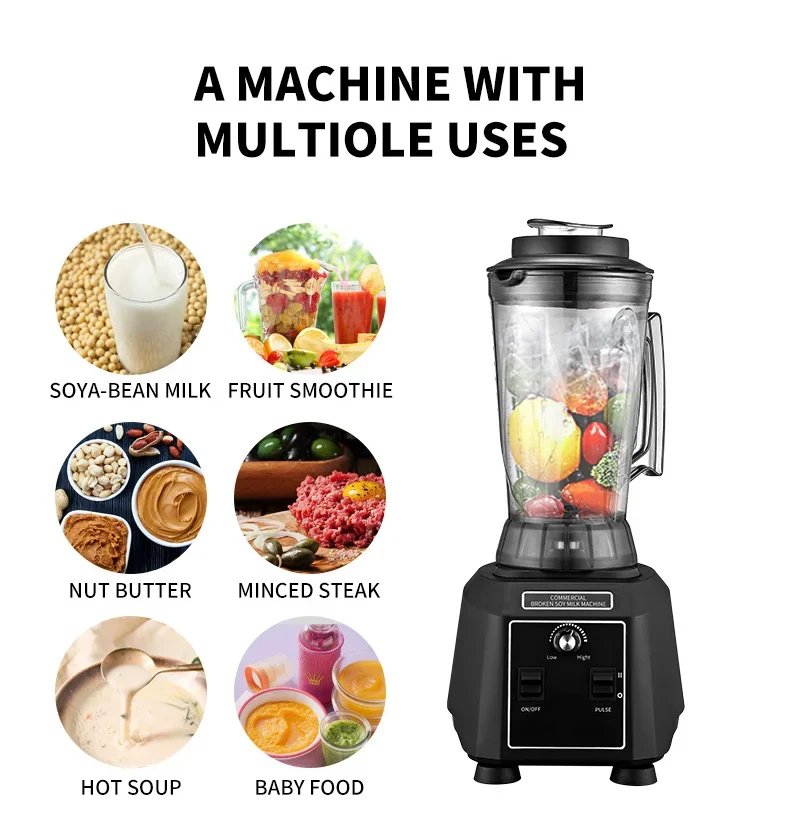 Large 4L Capacity Commercial Heavy Duty Magic Blender Variable Speed Smoothie and Ice Crusher for  and Hotel Use
