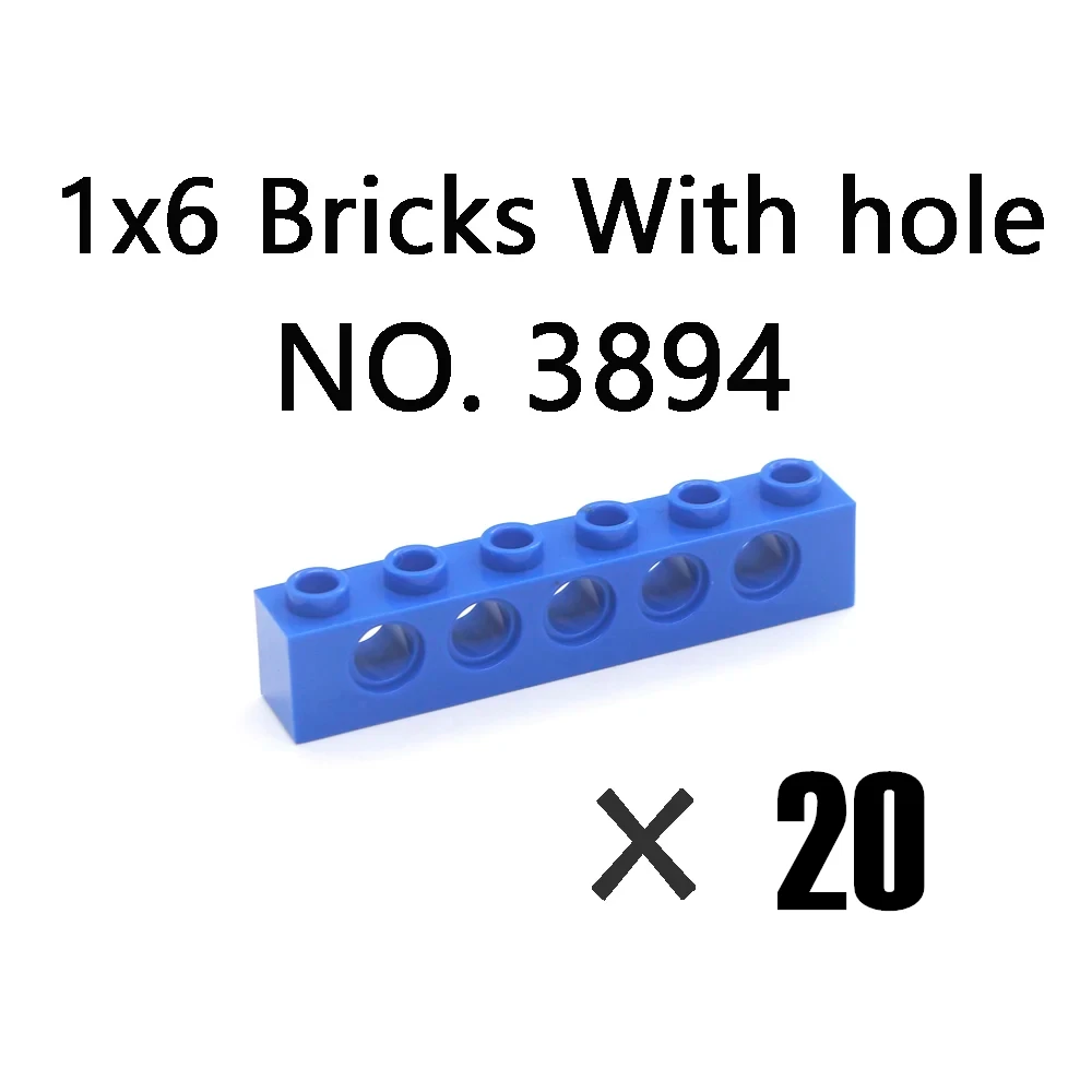 Technical Bricks with Hole Thick Creative MOC Brick  Accessories Parts Compatible 3894 3702 2730 3895 3703 Building Block Toys