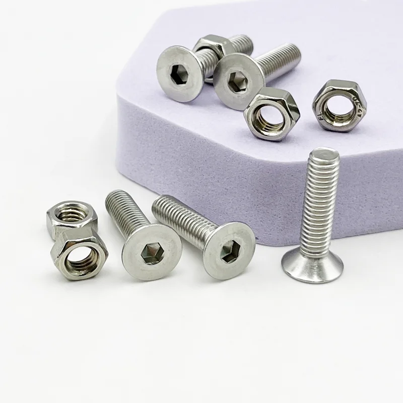 Hex Socket Head Screw Set M2 M2.5 M3 M4 M5 M6 304 Stainless Steel Hexagon Socket Head Flat Countersunk Allen Bolt Screw and Nut